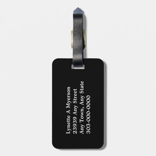 Zwart Quatrefoil White Monogram Bagagelabel (Achterkant verticaal)