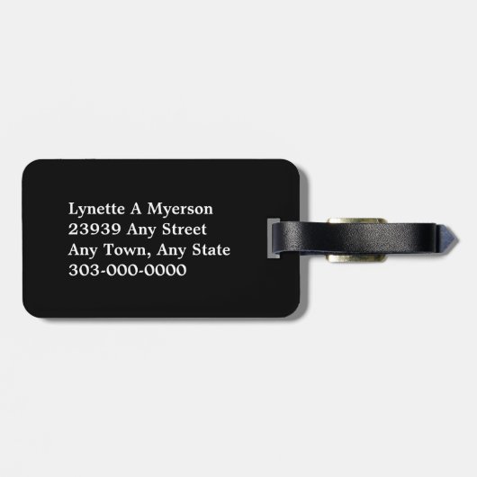 Zwart Quatrefoil White Monogram Bagagelabel (Achterkant horizontaal)