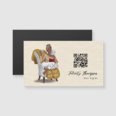 Zwart Queen Beauty Mode Haar QR Code (Voorkant / Achterkant)