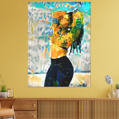 Zwart Queen Dreadlock Canvas Wandkunst (Insitu (Woonkamer))