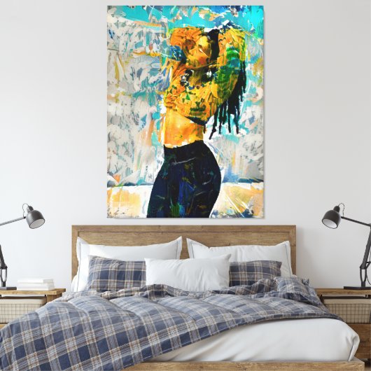 Zwart Queen Dreadlock Canvas Wandkunst (Insitu (Slaapkamer))