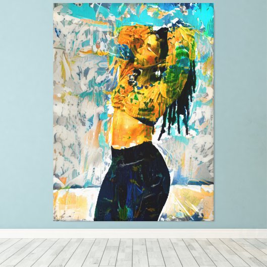 Zwart Queen Dreadlock Canvas Wandkunst Afdruk (Insitu (Houten vloer))