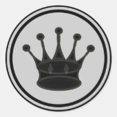 Zwart Queen schaakstuk Ronde Sticker (Voorkant)