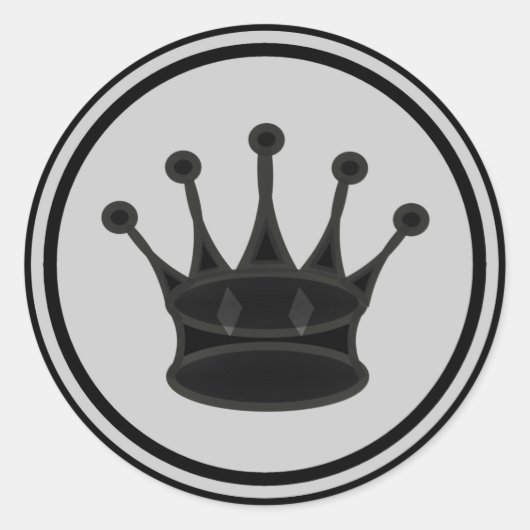 Zwart Queen schaakstuk Ronde Sticker (Voorkant)