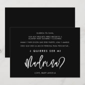 Zwart Quieres ser mi madrina Godmother kaart (Voorkant / Achterkant)