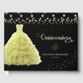 Zwart Quinceanera Gele Gown Lights Foto Gastenboek (Voorkant)