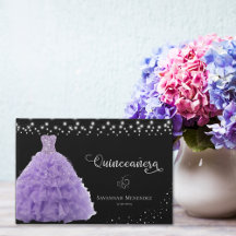 Zwart Quinceanera Lt Paarse Gown Lights Foto