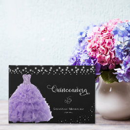 Zwart Quinceanera Lt Paarse Gown Lights Foto Gastenboek