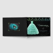 Zwart Quinceanera Mint Groene Gown Lights Foto Gastenboek (Volledig)