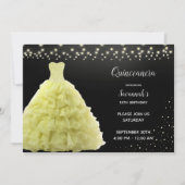 Zwart Quinceanera Prinses Gele Gown Lights Kaart (Voorkant)