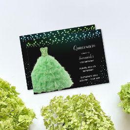 Zwart Quinceanera Prinses Lime Groene Gown Lichten Kaart
