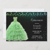Zwart Quinceanera Prinses Lime Groene Gown Lichten Kaart (Voorkant)