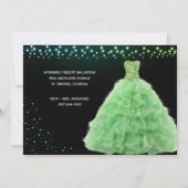 Zwart Quinceanera Prinses Lime Groene Gown Lichten Kaart (Achterkant)