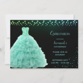 Zwart Quinceanera Prinses Mint Groene Gown Lichten Kaart (Voorkant)