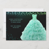 Zwart Quinceanera Prinses Mint Groene Gown Lichten Kaart (Achterkant)