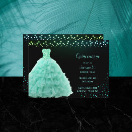 Zwart Quinceanera Prinses Mint Groene Gown Lichten Kaart