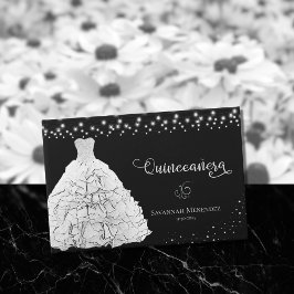 Zwart Quinceanera Witte Gown Lights Foto Gastenboek