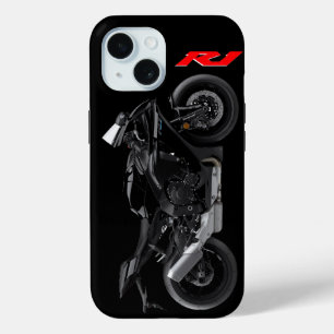 Zwart R1 Sporsbike Motorfiets iPhone 15 Case