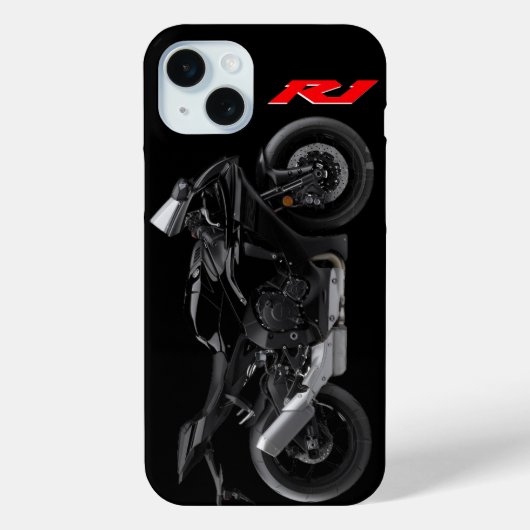 Zwart R1 Sportsbike Motorfiets Case-Mate iPhone Case (Achterkant)