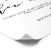 Zwart raad hoeveel Snoep Script Baby shower Poster (Hoek)