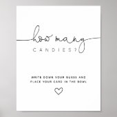Zwart raad hoeveel Snoep Script Baby shower Poster (Voorkant)