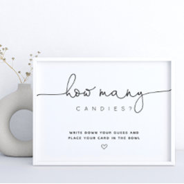 Zwart raad hoeveel Snoep Script Baby shower Poster
