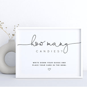 Zwart raad hoeveel Snoep Script Baby shower Poster