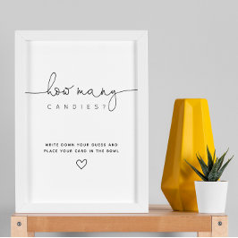 Zwart raad hoeveel Snoep Script Baby shower Poster