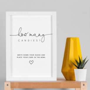 Zwart raad hoeveel Snoep Script Baby shower Poster
