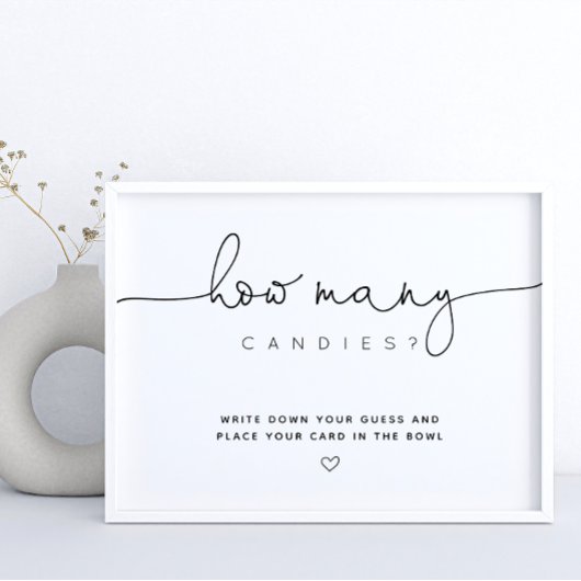Zwart raad hoeveel Snoep Script Baby shower Poster
