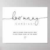 Zwart raad hoeveel Snoep Script Baby shower Poster (Voorkant)