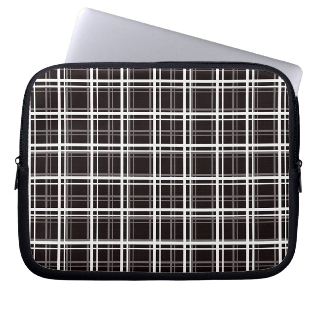 Zwart raamvenster geruite rasterstrepen Patroonont Laptop Sleeve (Voorkant)