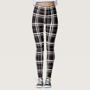 Zwart raamvenster geruite rasterstrepen Patroonont Leggings