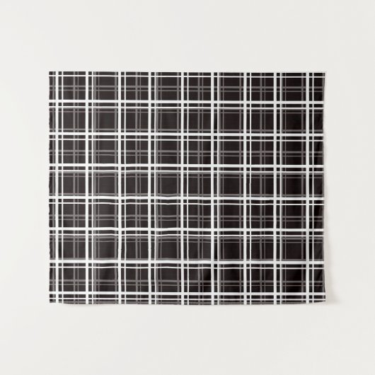 Zwart raamvenster geruite rasterstrepen Patroonont Wandkleed (Voorkant (horizontaal))