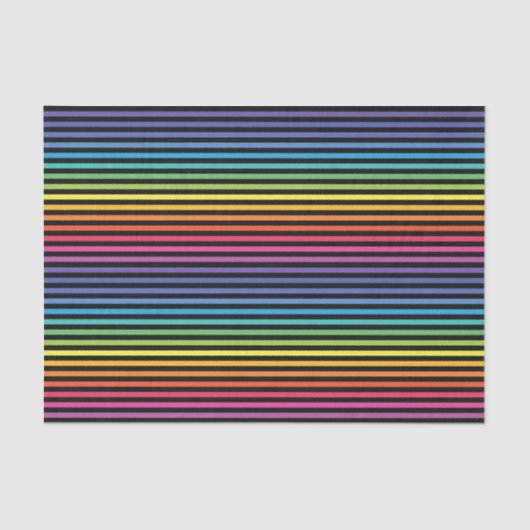 Zwart Rainbow Horizontale Strepen Wrapping Papier (Voorkant)