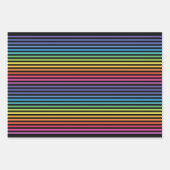 Zwart Rainbow Horizontale Strepen Wrapping Papier Inpakpapier Vel (Voorkant 3)
