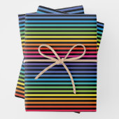 Zwart Rainbow Horizontale Strepen Wrapping Papier Inpakpapier Vel (In situ)