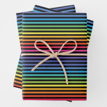 Zwart Rainbow Horizontale Strepen Wrapping Papier