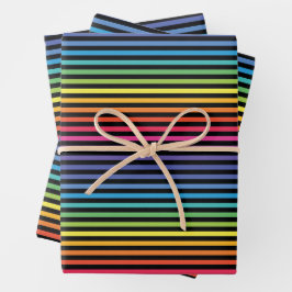 Zwart Rainbow Horizontale Strepen Wrapping Papier Inpakpapier Vel