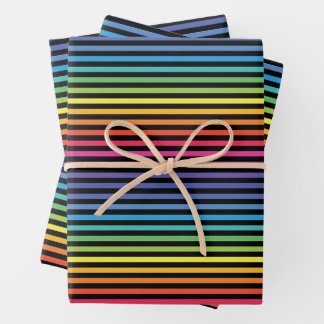 Zwart Rainbow Horizontale Strepen Wrapping Papier Inpakpapier Vel