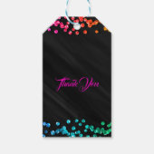 Zwart Rainbow Sparkle Confetti Stippen Leuk Feest Cadeaulabel (Voorkant)