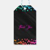 Zwart Rainbow Sparkle Confetti Stippen Leuk Feest Cadeaulabel (Achterkant)