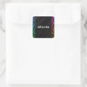 Zwart Rainbow Sparkle Confetti Stippen Leuk Feest Vierkante Sticker (Tas)