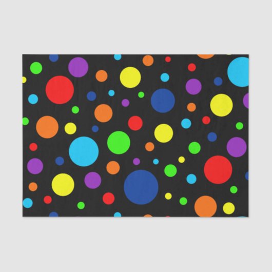 Zwart Rainbow Spots Tissue Paper Tissuepapier (Voorkant)