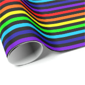 Zwart Rainbow Stripes inpakpapier (Rol Hoek)