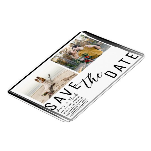 Zwart Rand Overlay Foto Opslaan de datum Bruiloft Magneet (Linkerzijde)