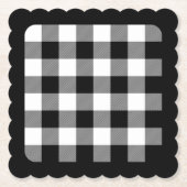 Zwart Rand Plain White en Black Buffalo Plaid Kartonnen Onderzetters (Voorkant)