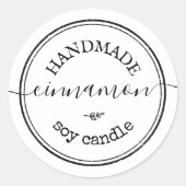 Zwart rand productlabel met handgeschreven script ronde sticker (Voorkant)