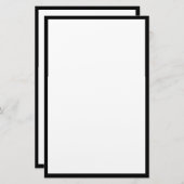 Zwart Rand Randen Wit Blank Classy Custom Briefpapier (Voorkant / Achterkant)