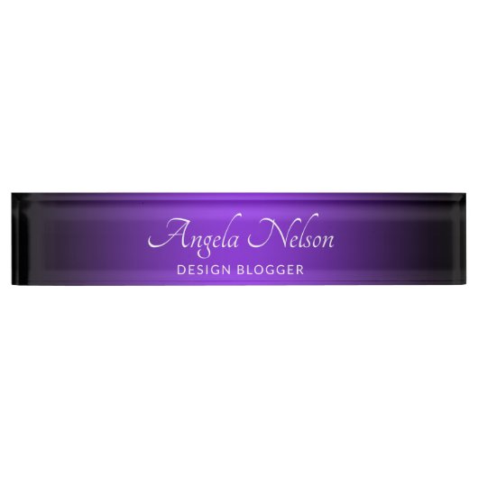 Zwart randblauw Violet Ombre Naambordje (Voorkant)